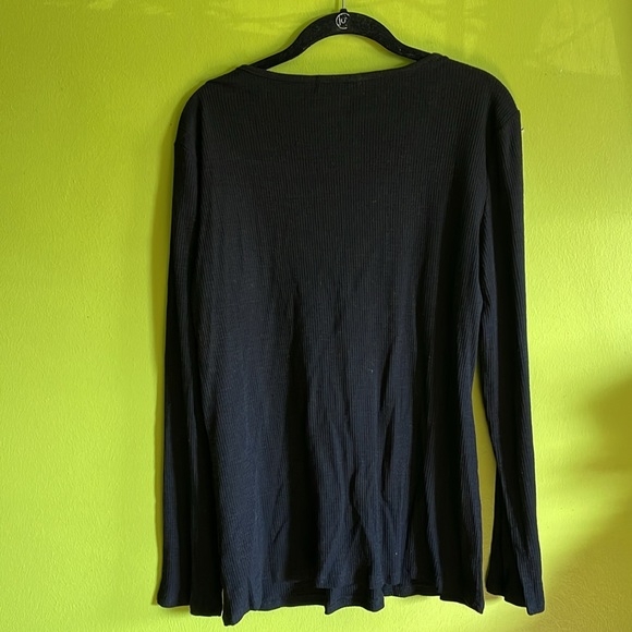 NWT Uodim Black Rib Knit Stretch Long Sleeve Henley Size XXL - Picture 3 of 4